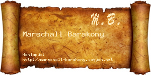 Marschall Barakony névjegykártya